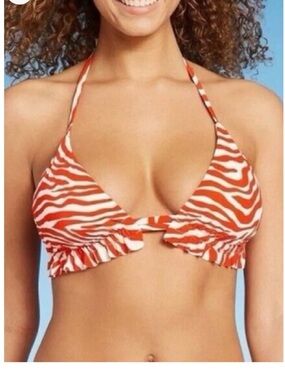 Orange Zebra Halter Swim Top - Women Swim